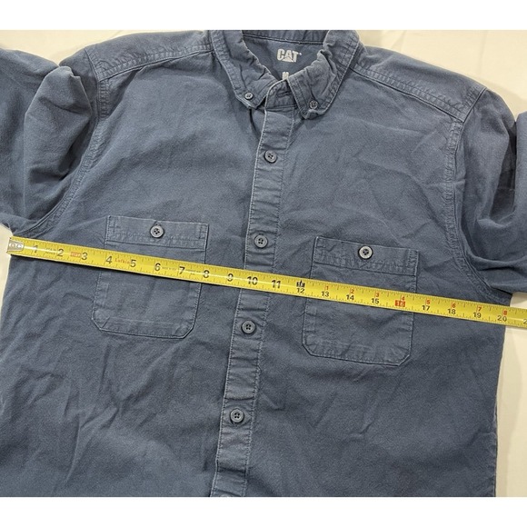 Caterpillar CAT Shirt Men's Sz‎ Medium Navy Blue Button Down Long Sleeve Pockets - Picture 6 of 11